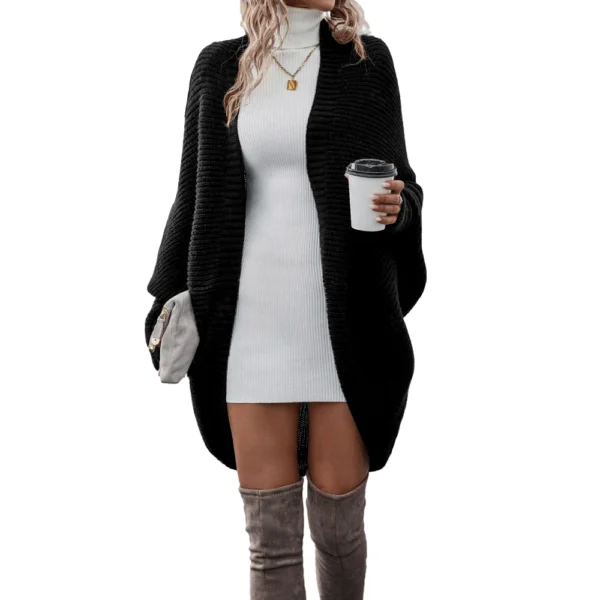 Casual Batwing Sleeve Knitted Cardigan - 图片 5